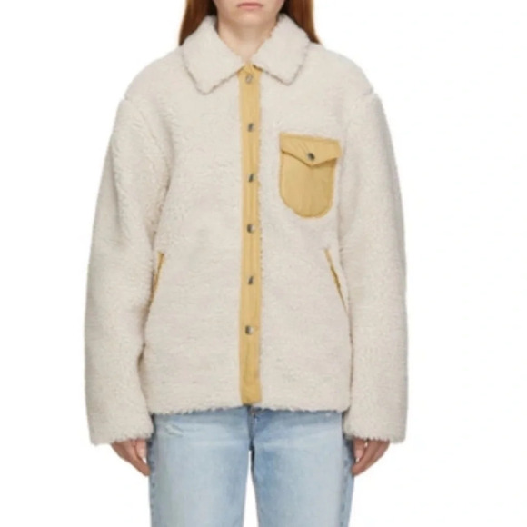 Rag & Bone Women’s Elliot Sherpa Shirt Jacket Beige Color size M Excellent - Picture 3 of 13